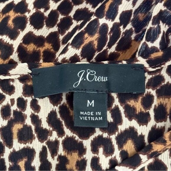 J. Crew Leopard Ruffle Neck Long Sleeve Peasant Midi Dress Medium - Picture 7 of 10